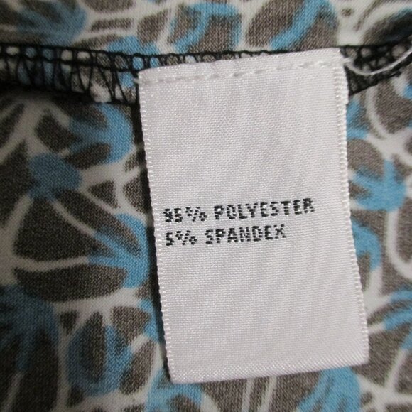 Josephine Studio top wash & wear 3/4 sleeves teal, brown, cream, stretchy size L - Picture 3 of 7